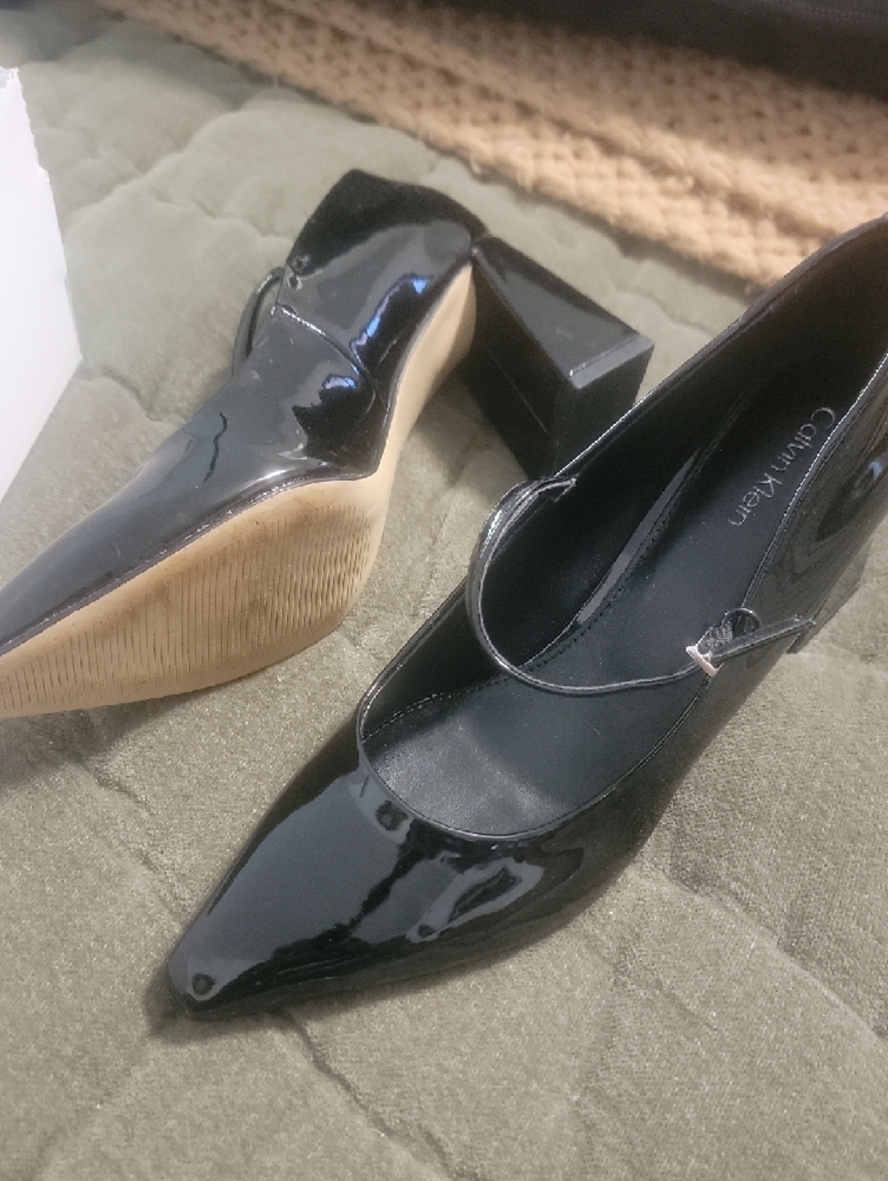 Calvin Klein Black Patent Mary Jane Block Heels - Picture 3 of 15